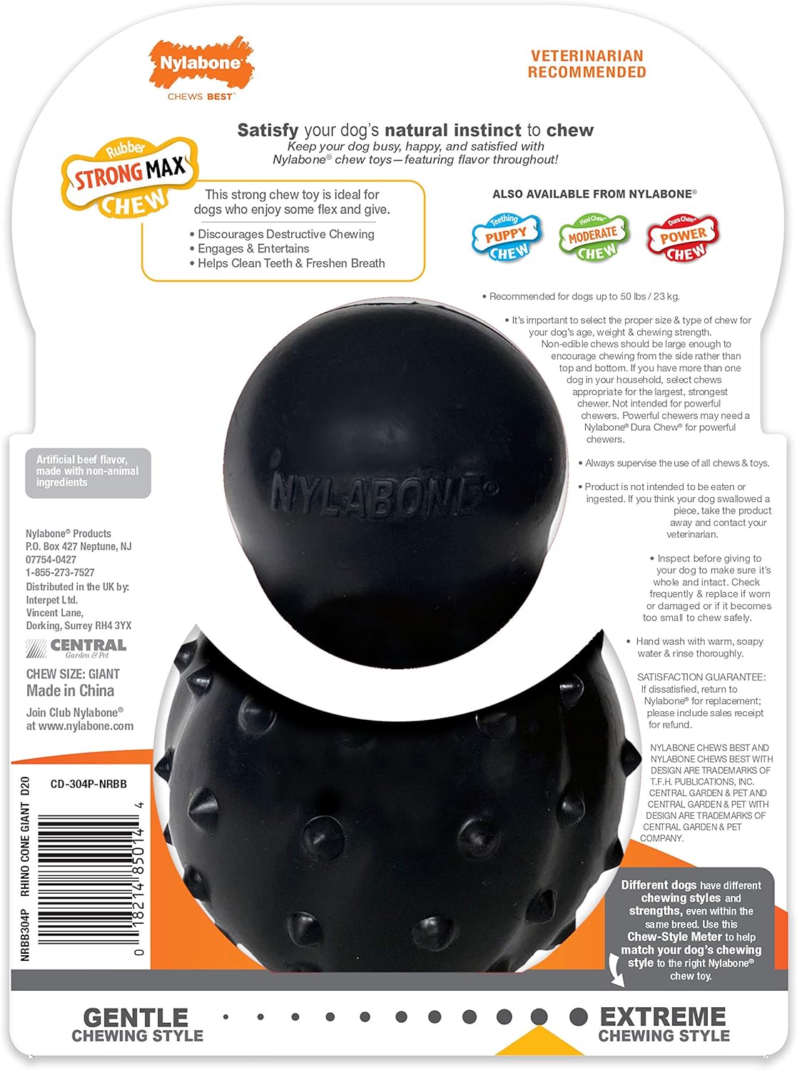 Nylabone Juguete masticable para perros Strong MAX Cone - Sabor a carne