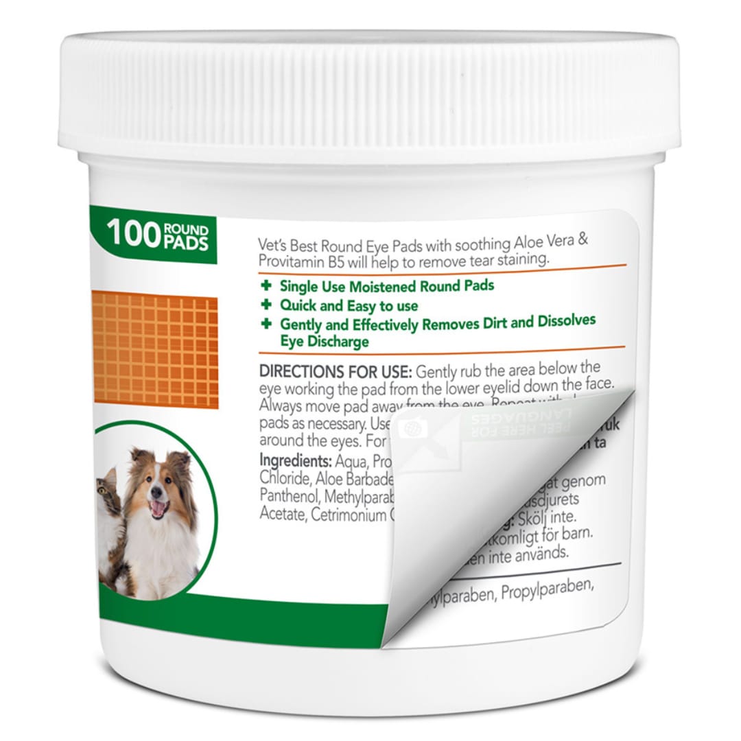 Manna Pro Clean Eye Round Pads 100 UND - Toallitas limpiadoras de ojos para perros y gatos