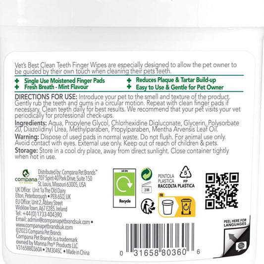Almohadillas limpiadoras de dientes para perros - 50 unid.