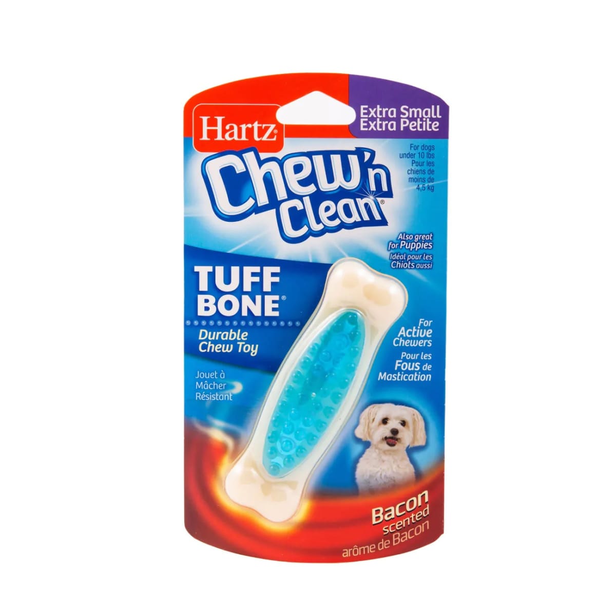 Hartz Chew 'n Clean Bacon - Juguete masticable para perro con sabor a tocino