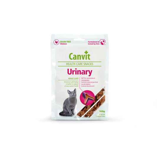 Snack para la prevención de infecciones del tracto urinario en gatos.