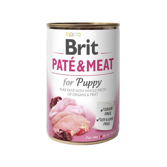 Alimento húmedo Super Premium con trozos de carne de pollo, pavo y aceite de salmón para cachorros. Libre de soya, GMO y gluten. Enriquecido con aceite de salmón como fuente de Omega-3 que da soporte a la piel, corazón y sistema nervioso.&nbsp;