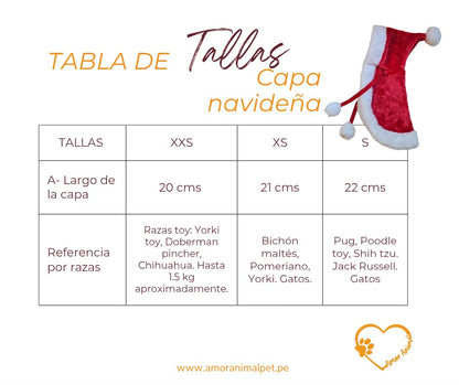 Capa de navidad con capucha y lazo ajustable para mascotas