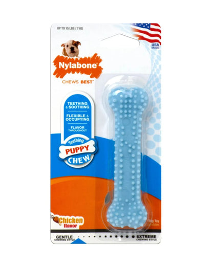 Nylabone Puppy Chew Blue Dental Bone Petite - Hueso masticable para cachorros