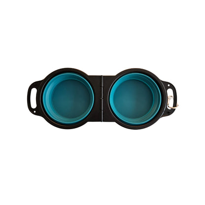 Comedero doble portátil plegable de silicona para mascotas