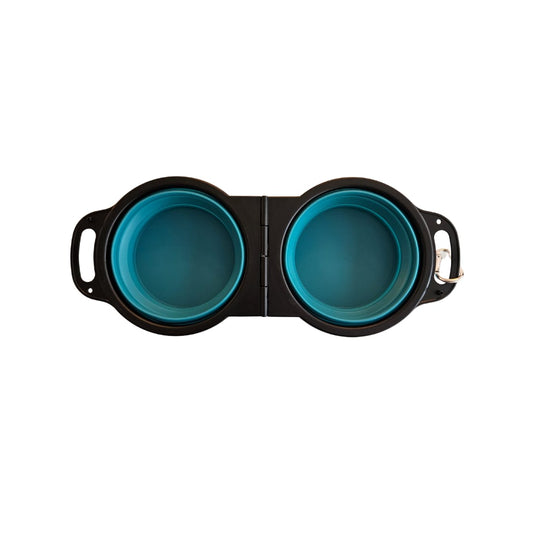 Comedero doble portátil plegable de silicona para mascotas